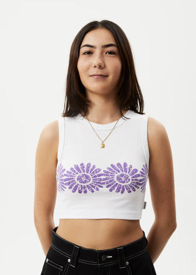 Afends Daisy Cropped Singlet White