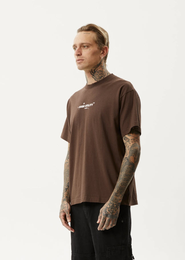 AFENDS Mens Doom Gen - Boxy Tee - Stone Black