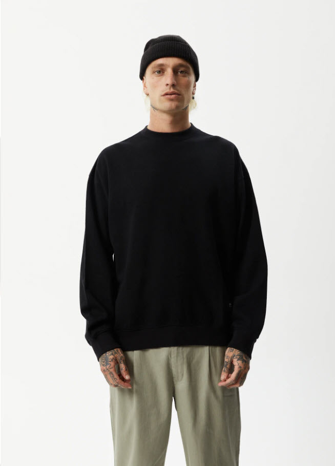 『AFENDS』Hemp Panel Crew Neck Jumper Afends Hemp Indica Crew Neck Jumper Black – Famous Rock Shop