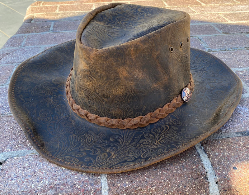 Santa Fe  Shapeable Tobacco Leather Hat..