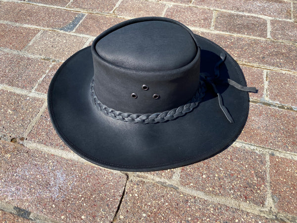 E-KID-NA  Shapeable Black Leather Hat.