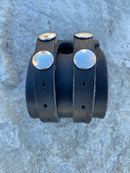 Leather Wristband Double Strap Black