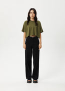 Afends Hemp Tee Slay Cropped Oversized Military