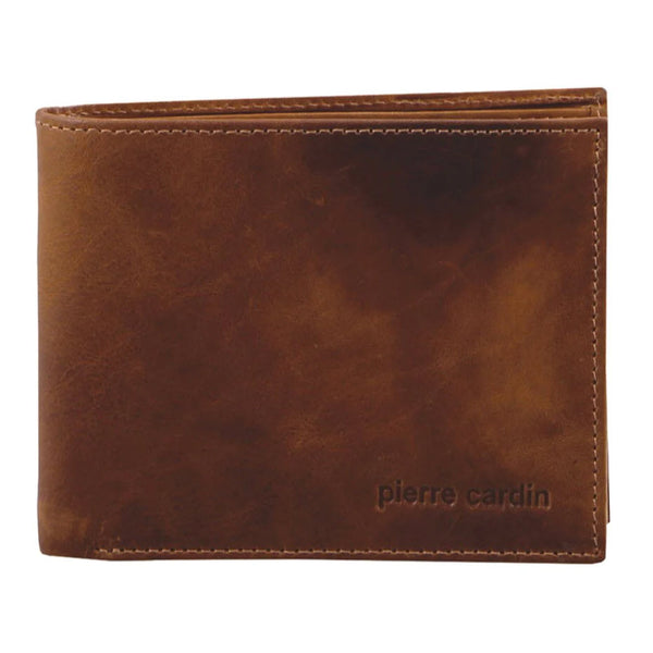 Pierre Cardin Rustic Leather Tri-fold Men's Wallet in Cognac PC2812