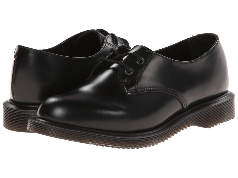Dr Martens Brook Black Polished Smooth Leather Shoes