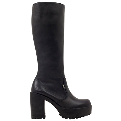 Roc Boots Gusto Black Leather Knee High Boots with Zip