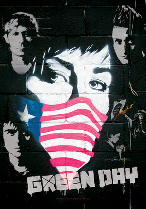 Green Day  Collage Textile Poster Flag