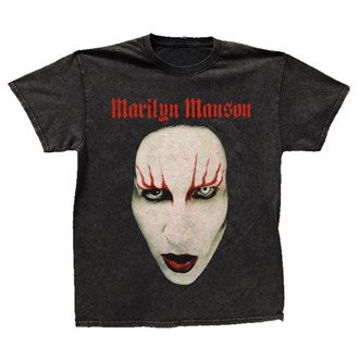 Marilyn Manson - Hollywood Face - Black Vintage Wash Unisex T-Shirt