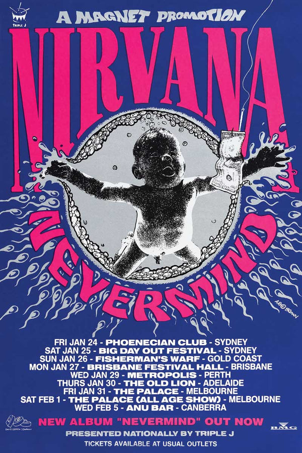 Nirvana Australian Tour Promo 1992 Poster