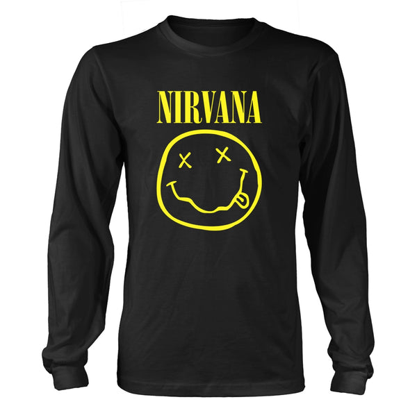 Nirvana Smiley Logo LS T-Shirt Black