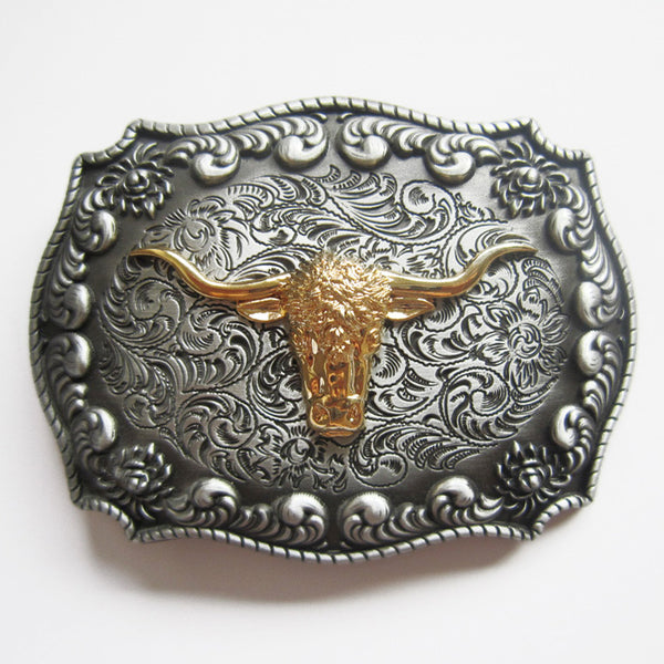 Original Western Cowboy Rodeo Bull Double Color Heavy Metal Belt Buckle