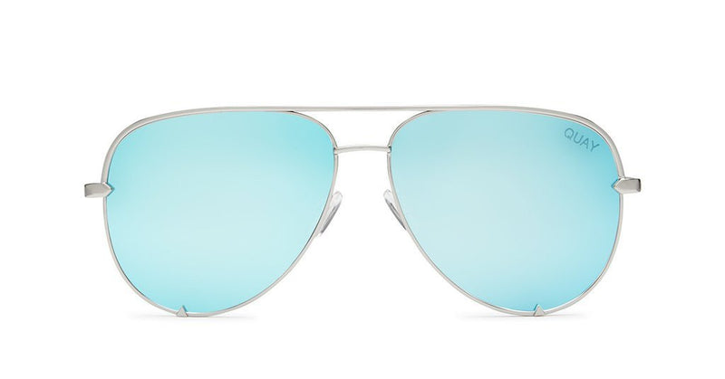 Quay Australia High Key Silver Blue Sunglasses Mirror QUAY x DESI PERKINS