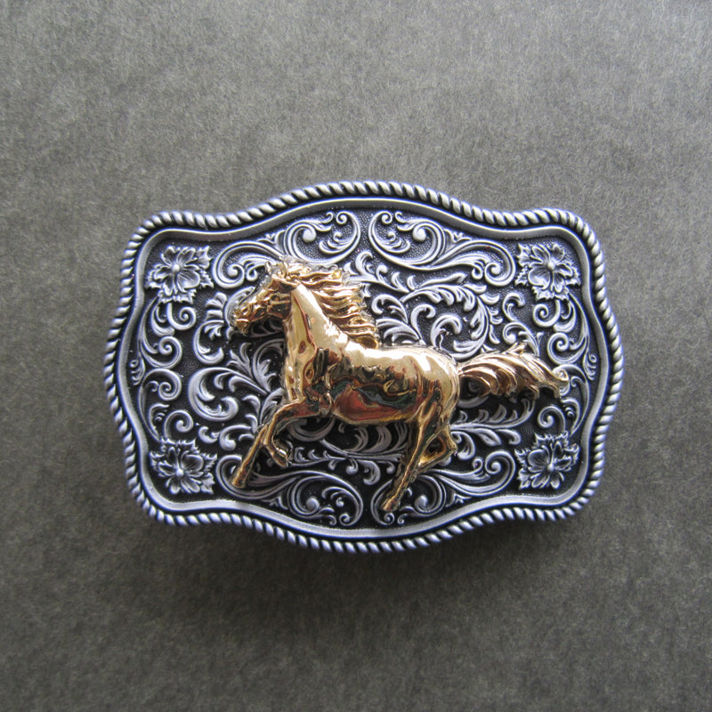 New! Buckle Small 3 Ribbon, Standing Horse main image 0