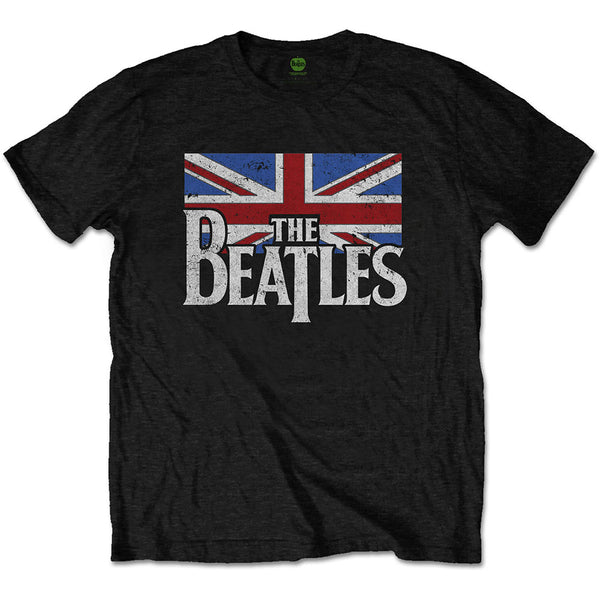 The Beatles Drop T Logo & Vintage Flag Unisex Tee Famousrockshop