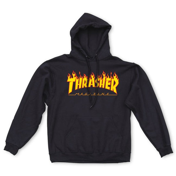 Thrasher Flame Logo Hood Black Famous Rock Shop 517 Hunter Street Newcastle 2300. Australia