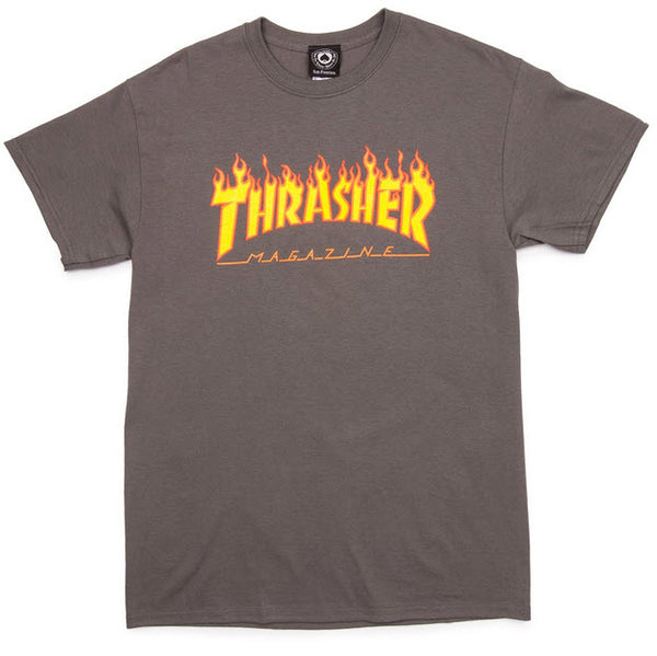 Thrasher Flame Logo T-Shirt Charcoal Gray 110102