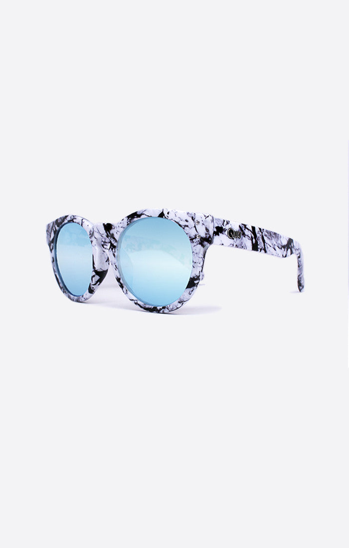 Quay Australia High Emotion White Marble/ Blue Mirror Polycarbonate Frame Polycarbonate Lens Stainless Steel Hinges Cat.3 Lens 100% UV protection Width: 15cm - 5.9" Height: 5.6cm - 2.20" Nose Gap: 1.1cm - 0.43" Hot Property Newcastle 2300 NSW Australia