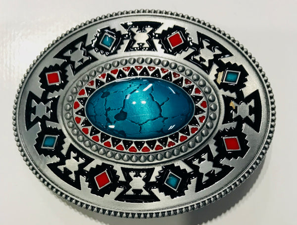 Oval Southwest Design With Stone Belt Buckle