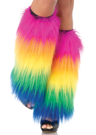 Furry Leg Warmers Rainbow