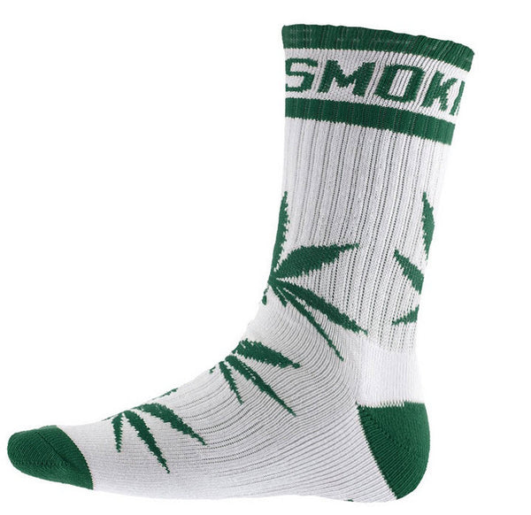 DGK 'Stay Smokin' Crew Socks Single Pair - White/Green