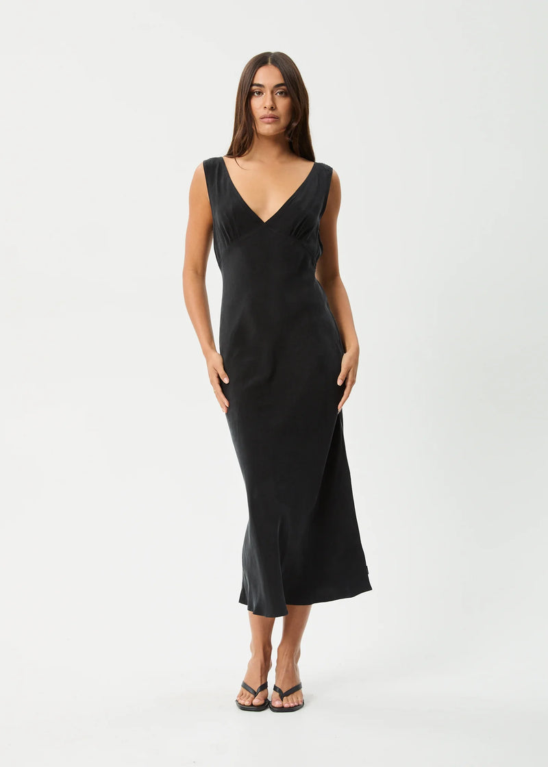 Afends Gia Cupro Black Maxi Dress