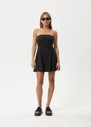 Afends Lilo Strapless Black Mini Dress Hemp