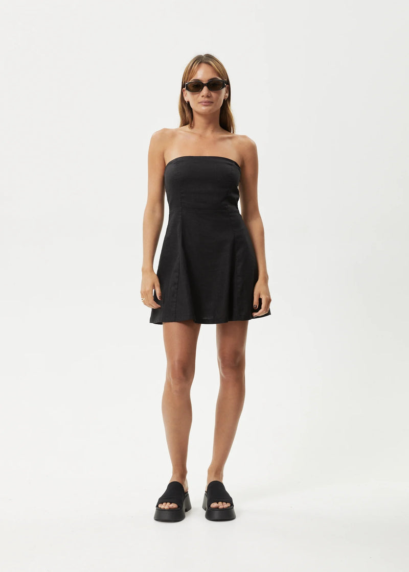 afends dress Afends Lilo Strapless Black Mini Dress Hemp – Famous Rock Shop