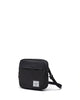 Black crossbody bag on a white background