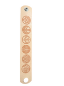  leather Wristband with engraved symbols on a white background