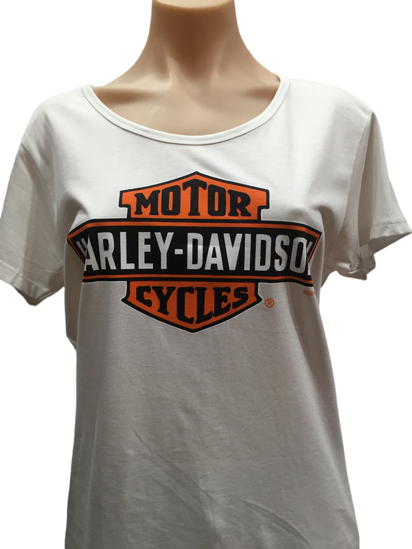 Harley Davidson 'Stretch Bar & Shield' Women's T-Shirt (White)