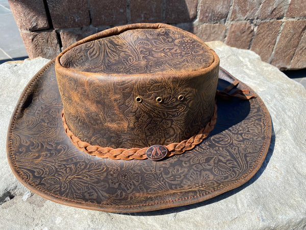 Santa Fe  Shapeable Tobacco Leather Hat