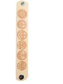 leather Wristband  with circular designs on a white background