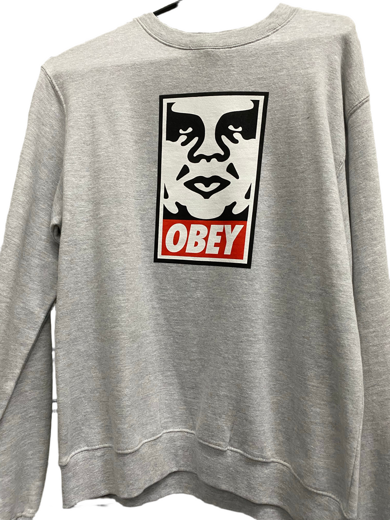 Obey Icon Face White and Heather Grey Men's Jumper