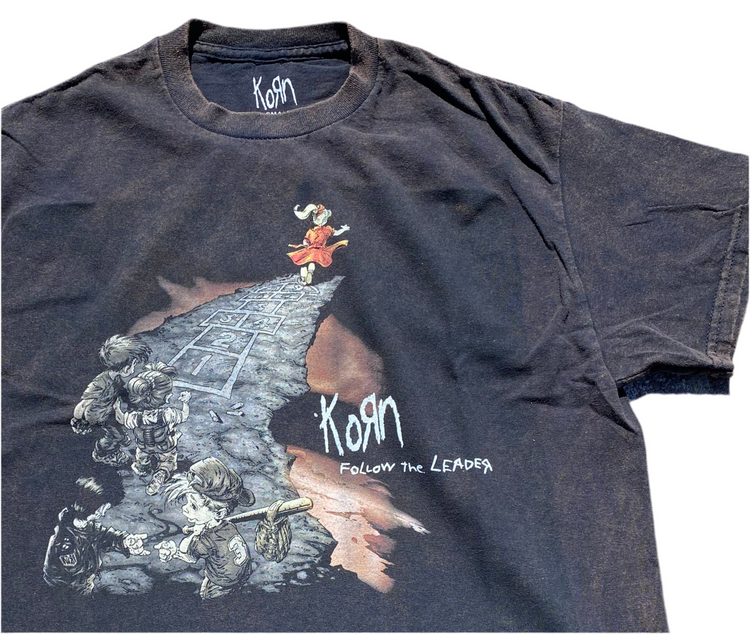 Korn Follow The Leader Graphic Black Vintage Wash Unisex T-Shirt