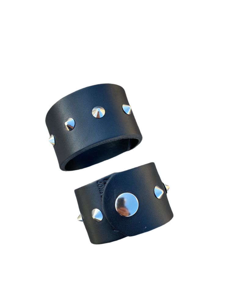 Genuine Leather Wristband with studs Unisex