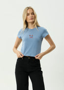 Afends Romantics Baby Tee Slate Blue