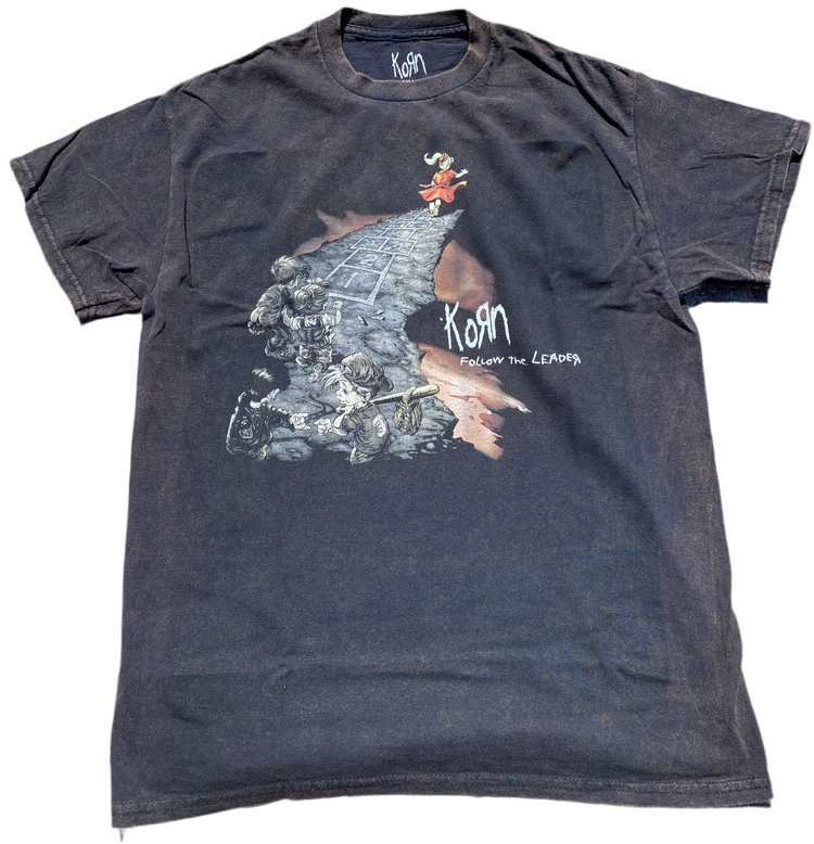 Korn Follow The Leader Graphic Black Vintage Wash Unisex T-Shirt