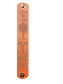  leather Wristband with black embossed design on a white background