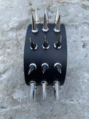 Leather Wristband 3 Row Large Spike Large size
