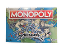Monopoly game box featuring Metallica band members and 'Metallica World Tour' text on a colorful background.