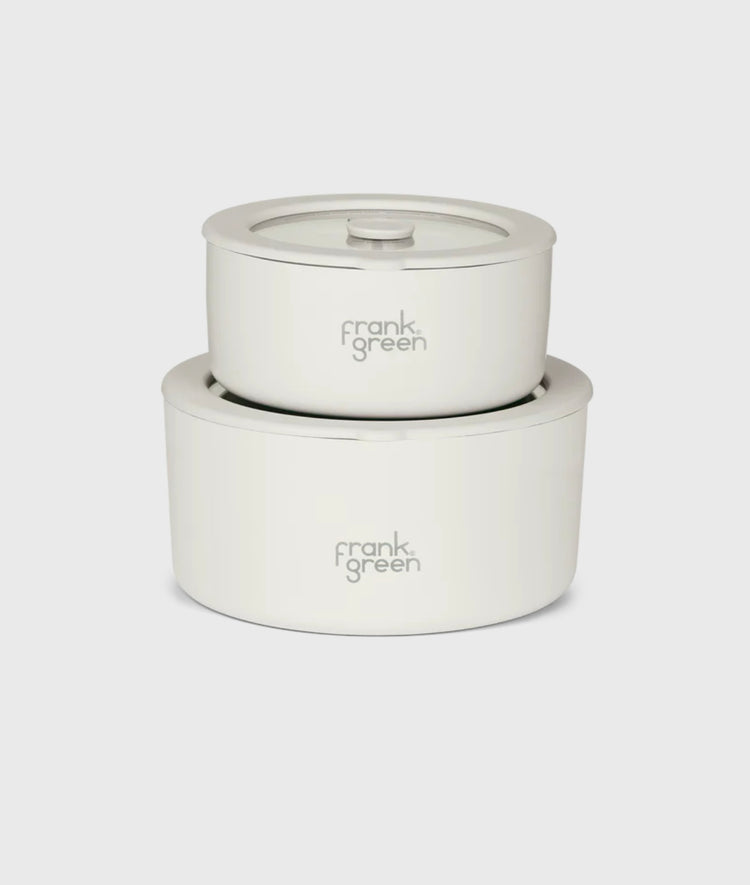 Frank Green - Stainless Steel Bowls with Glass Lids (2 Pack) - White