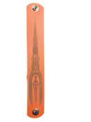  leather Wristband with a decorative metal clip on a white background
