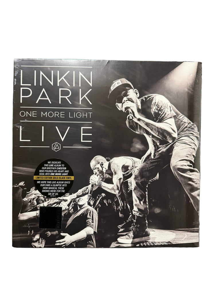 Linkin Park 'One More Light Live' album cover on a textured surface