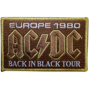 ACDC Back In Black Europe 1980 Tour Woven Patch