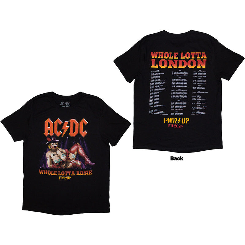 ACDC Whole Lotta London PWR-UP Unisex T-Shirt EU Tour 24 Back Print &amp; Ex-Tour
