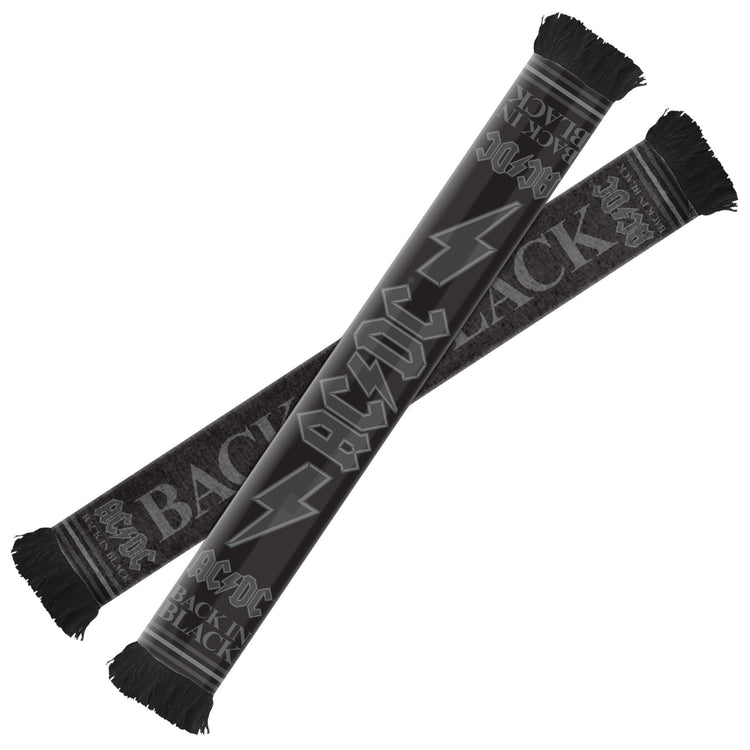 Black scarf with AC/DC logo and text on a white background