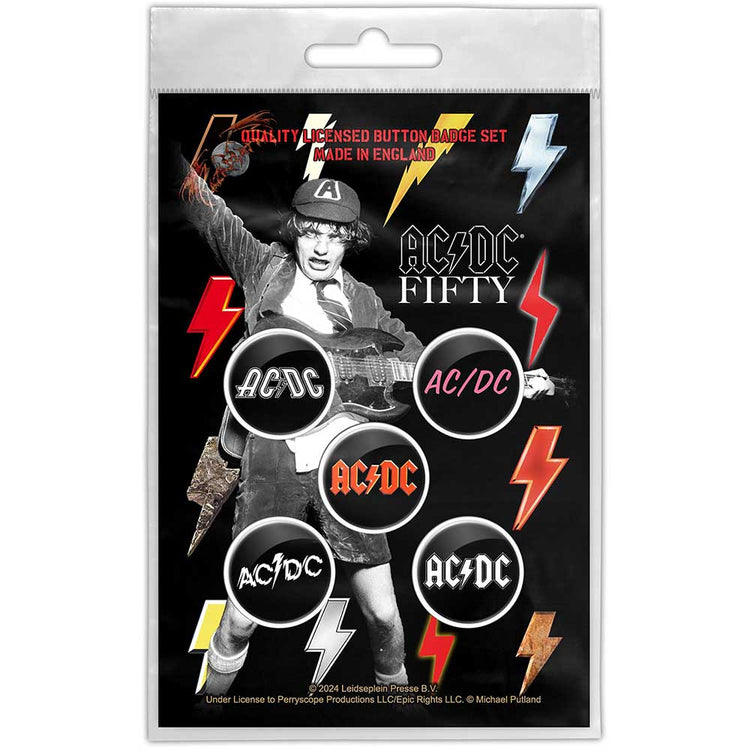 ACDC Button Badge Fifty Bolt Array