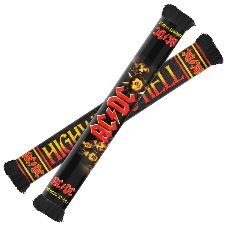 Black scarf with AC/DC logo and text on a white background