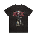 Black t-shirt with AC/DC graphic design on a white background