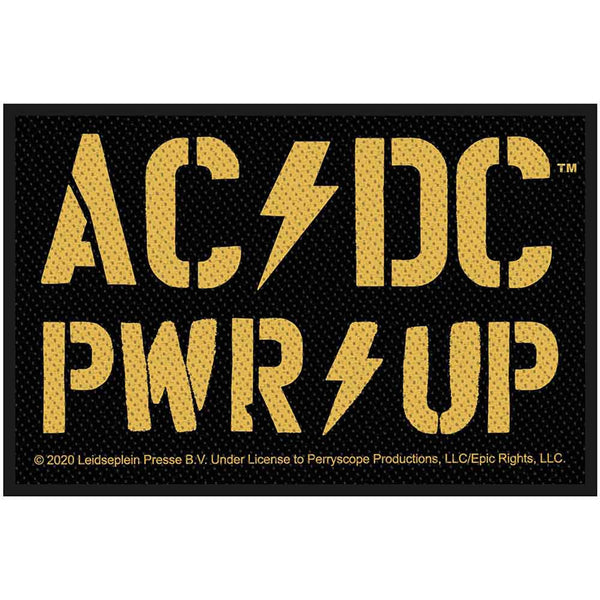AC/DC logo with 'PWR UP' text on a black background